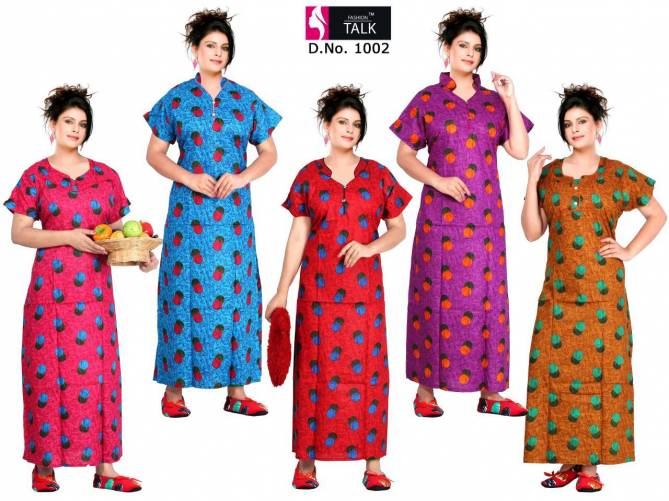 Ft 1002  Latest Fancy Designer Pure Cotton Nighty Collection
